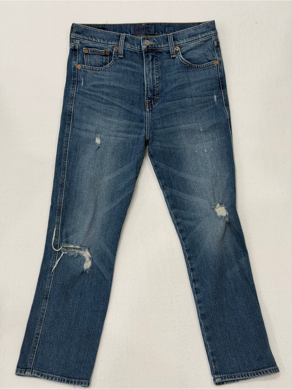 Lucky Candiani Distressed Straight Leg Jeans